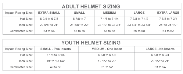 Just 1 Helmet Size Chart