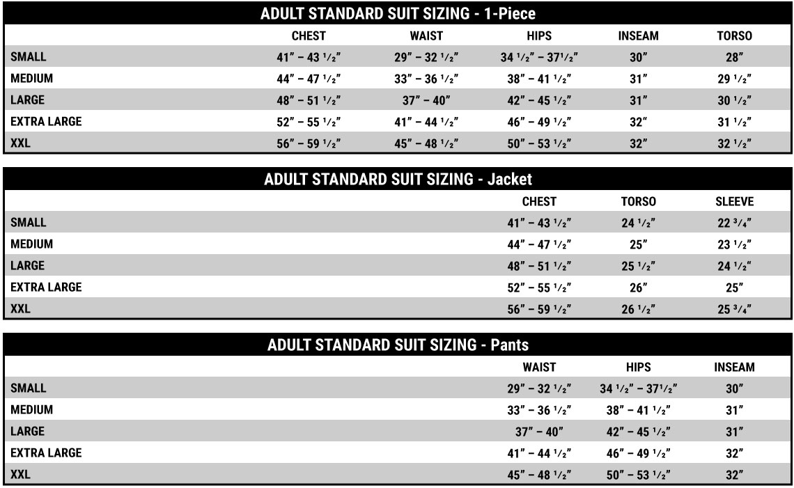 Sale Standard Jacket Size Chart In Stock